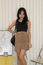 Megan Asymmetrical Mini Skirt (Khaki)