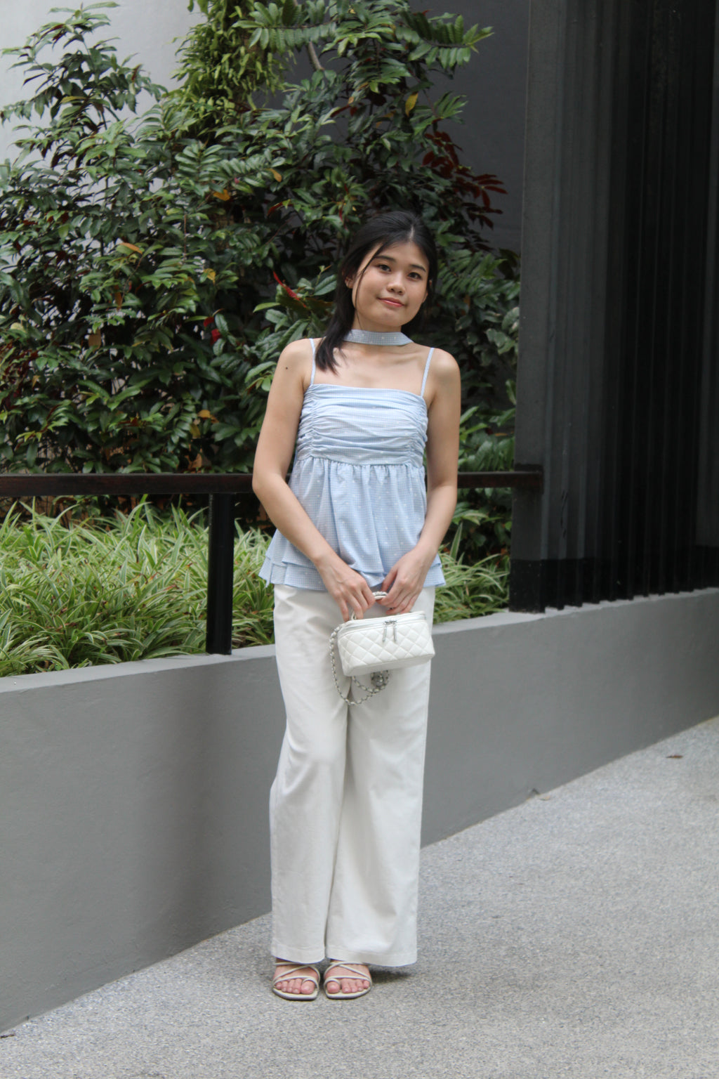 Chaya Flare Eyelet Top (Khaki)
