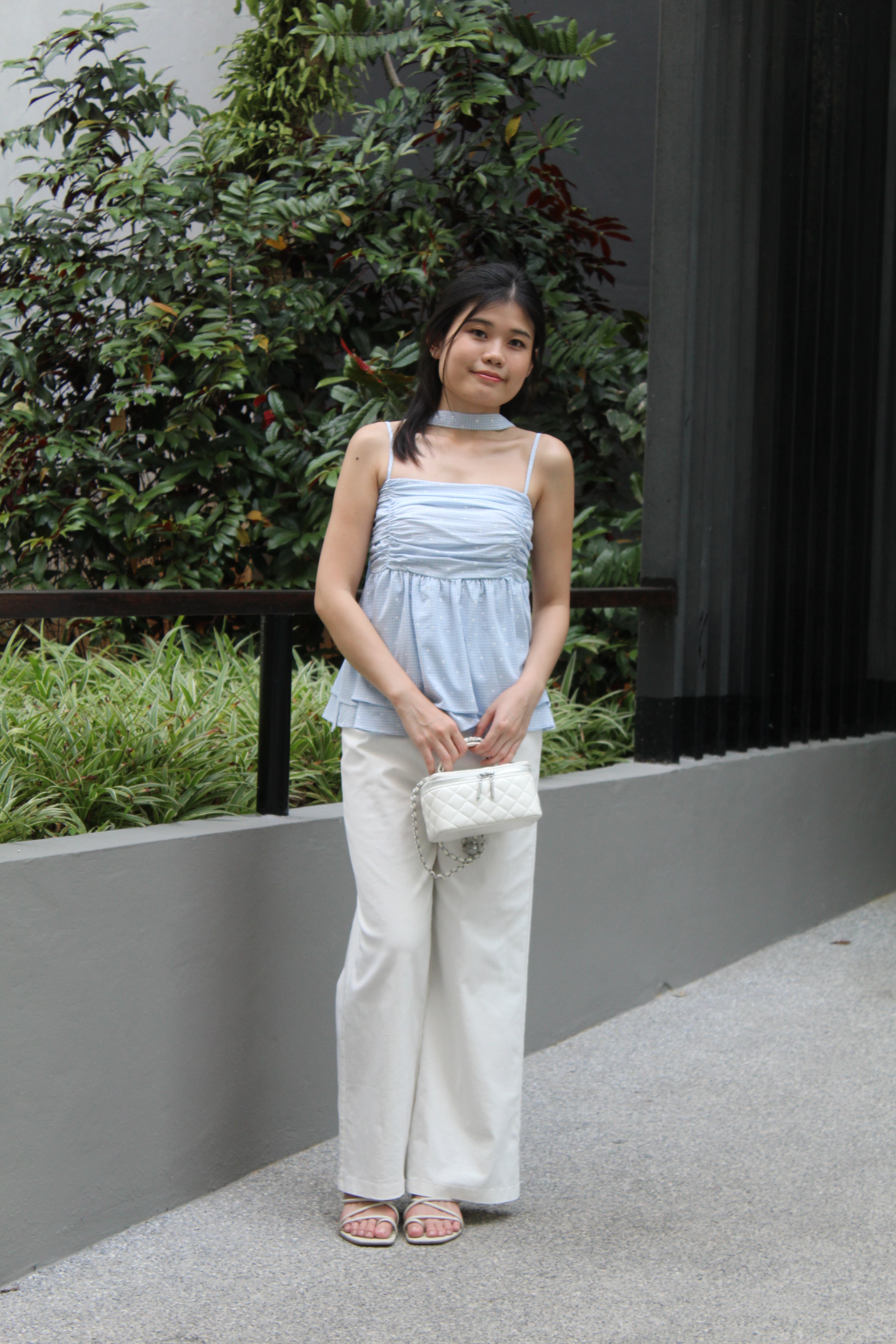 Chaya Flare Eyelet Top (Khaki)
