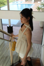 Chaya Flare Eyelet Top (Khaki)