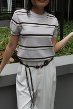 Gael Stripes Knit Top (Grey)