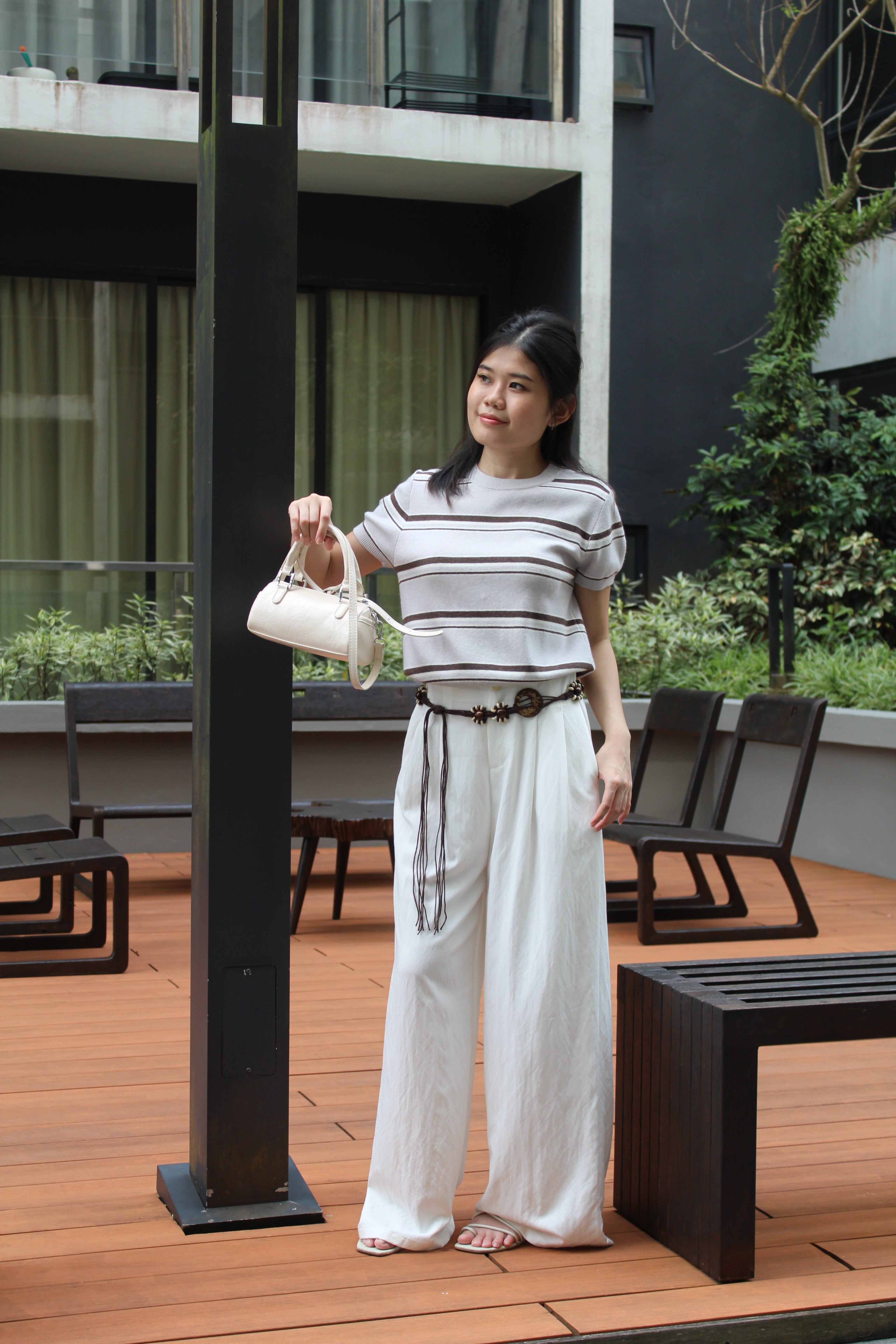 Gael Stripes Knit Top (Grey)
