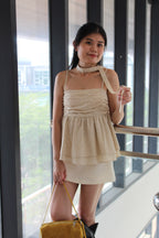 Chaya Flare Eyelet Top (Khaki)