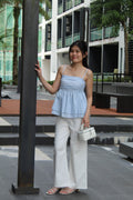 Chaya Flare Eyelet Top (Blue)