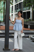 Chaya Flare Eyelet Top (Khaki)