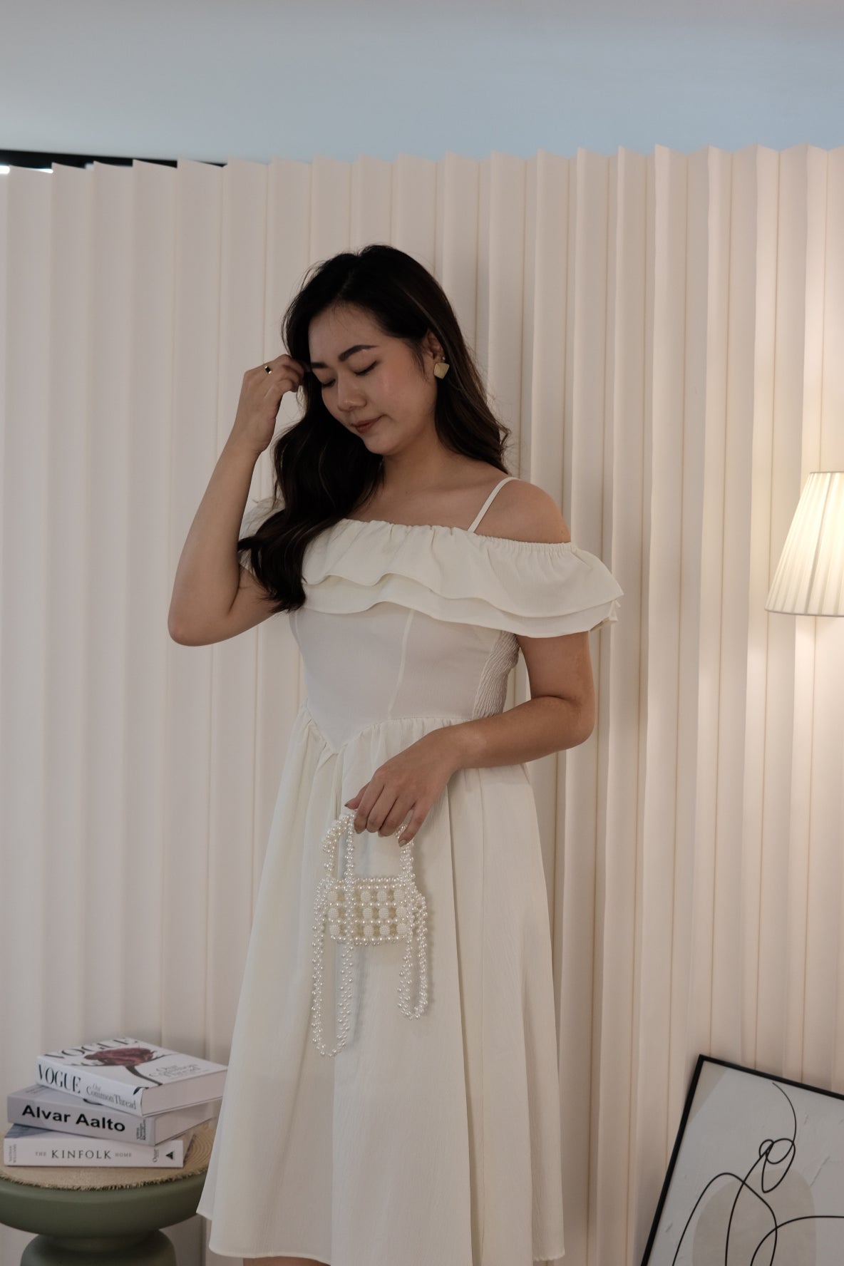 Colleen Ruffle Midaxi Dress (Cream)