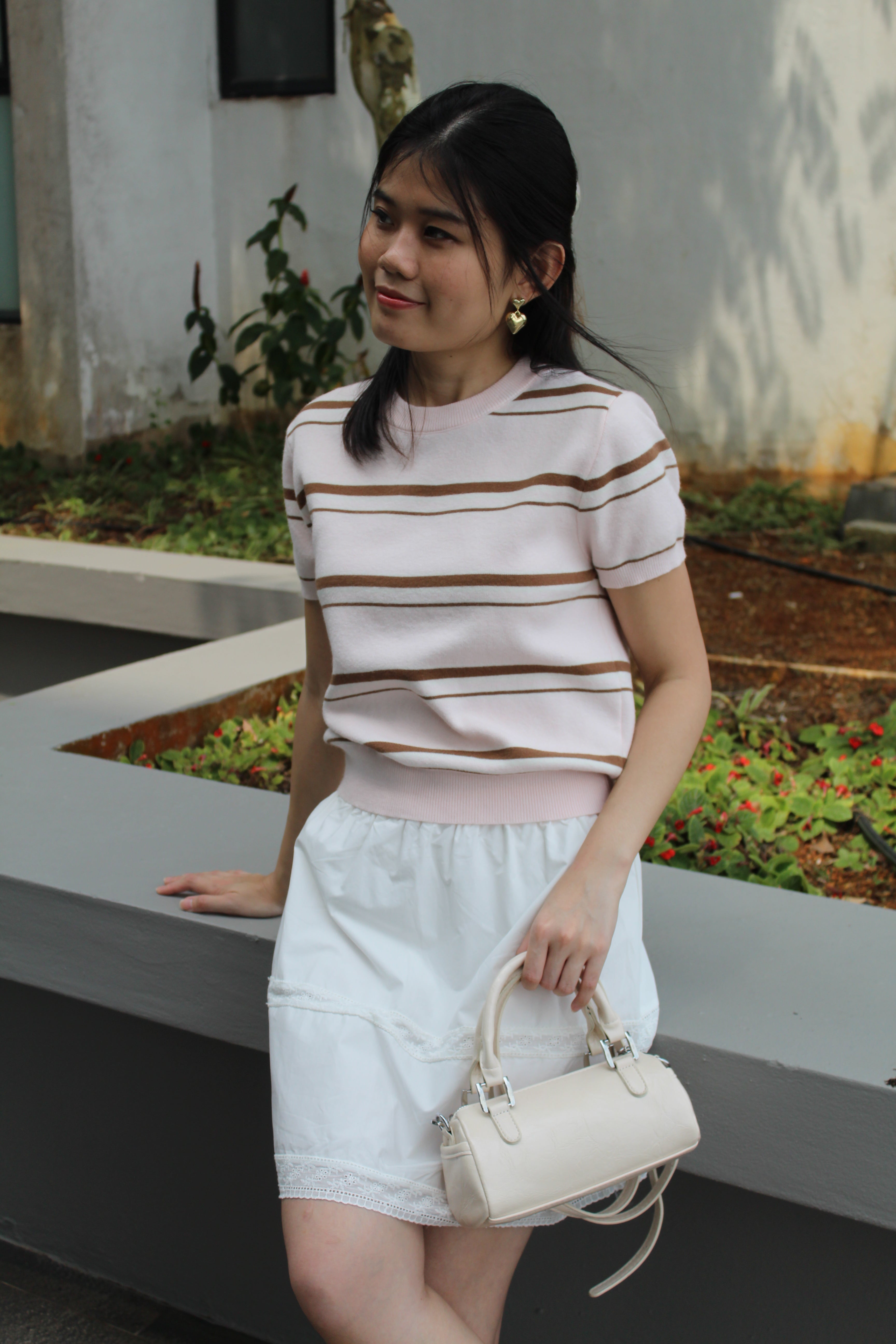 Gael Stripes Knit Top (Pink)