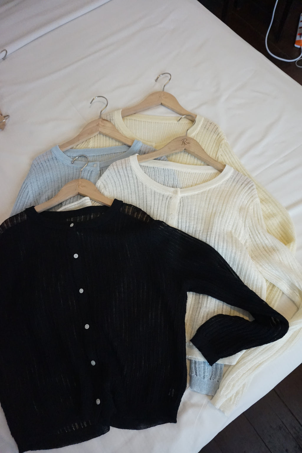 Jasmine Button Sheer Knit Top (Blue)