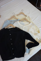 Jasmine Button Sheer Knit Top (Blue)