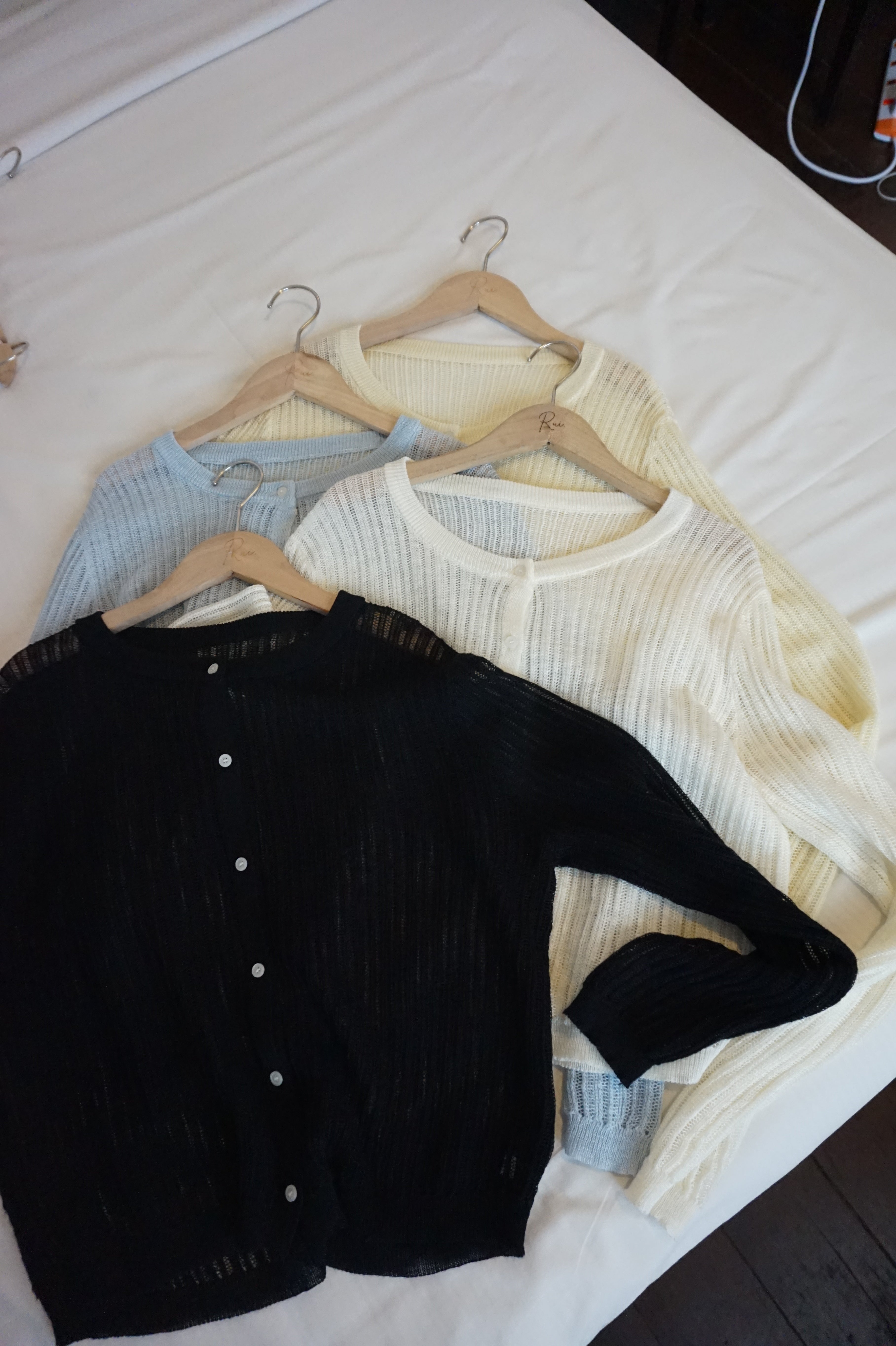 Jasmine Button Sheer Knit Top (Blue)
