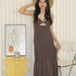 Aubrey Deep V Bare Back Dress (Brown)