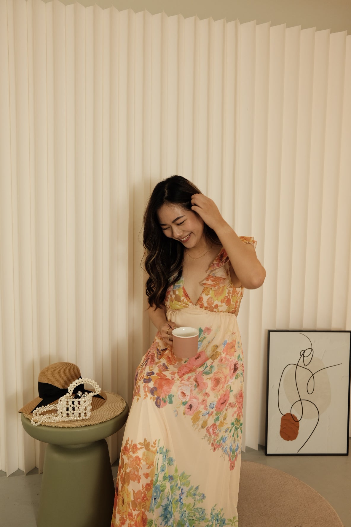 Careen Floral Deep V Maxi Dress