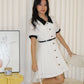 Fannie Collared Mini Dress with Belt (White)