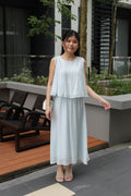 Vertie Bling Flare Two Piece Skirt Set (Blue)