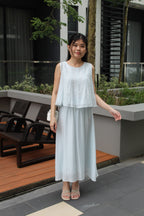 Vertie Bling Flare Two Piece Skirt Set (Blue)