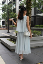 Vertie Bling Flare Two Piece Skirt Set (Blue)