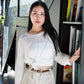 Onyx Semi-Sheer Long Sleeve Top (White)