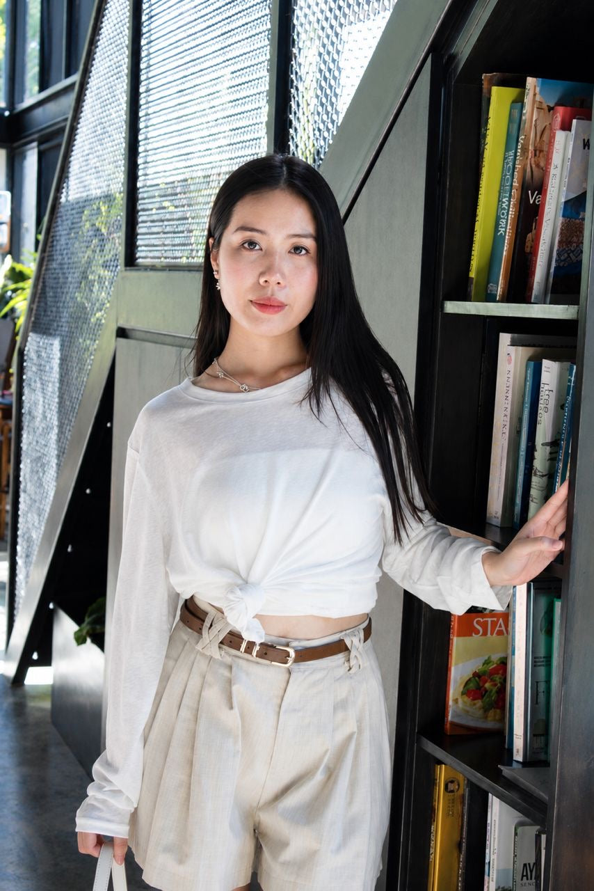 Onyx Semi-Sheer Long Sleeve Top (White)