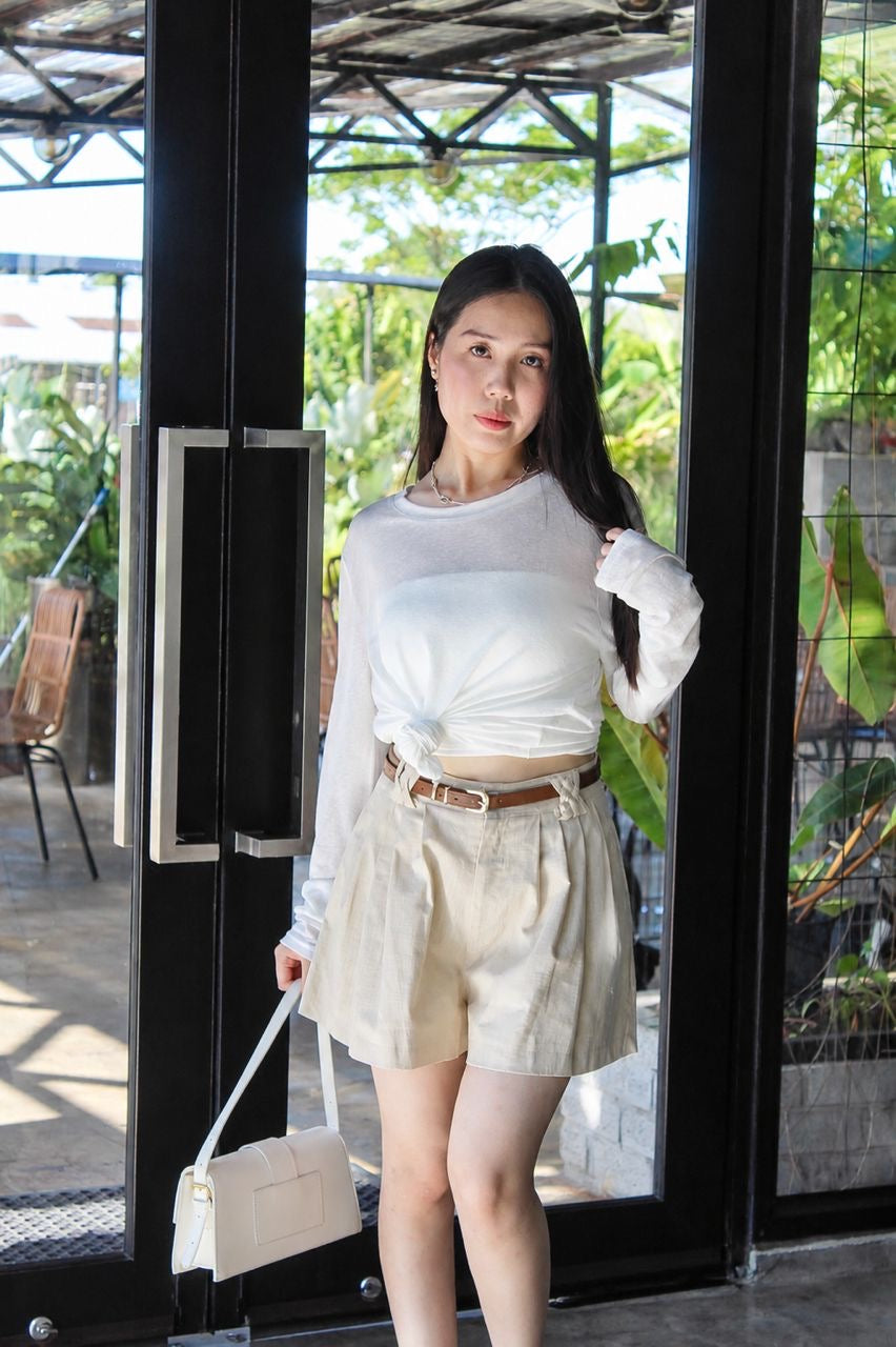 Onyx Semi-Sheer Long Sleeve Top (White)