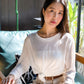 Onyx Semi-Sheer Long Sleeve Top (White)