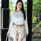 Onyx Semi-Sheer Long Sleeve Top (White)