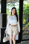 Onyx Semi-Sheer Long Sleeve Top (White)