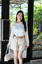 Onyx Semi-Sheer Long Sleeve Top (White)