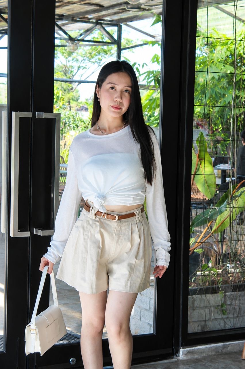 Onyx Semi-Sheer Long Sleeve Top (White)