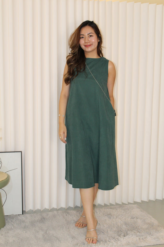Agnes Flare Midi Dress (Green)