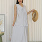 Gloria Textured Flare Maxi Skirt (White)