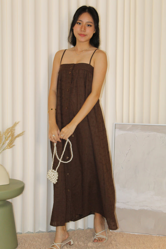 Paloma Eyelet Midaxi Dress (Brown)