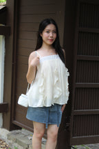 Ellie Ruffle Cami Top (Khaki)