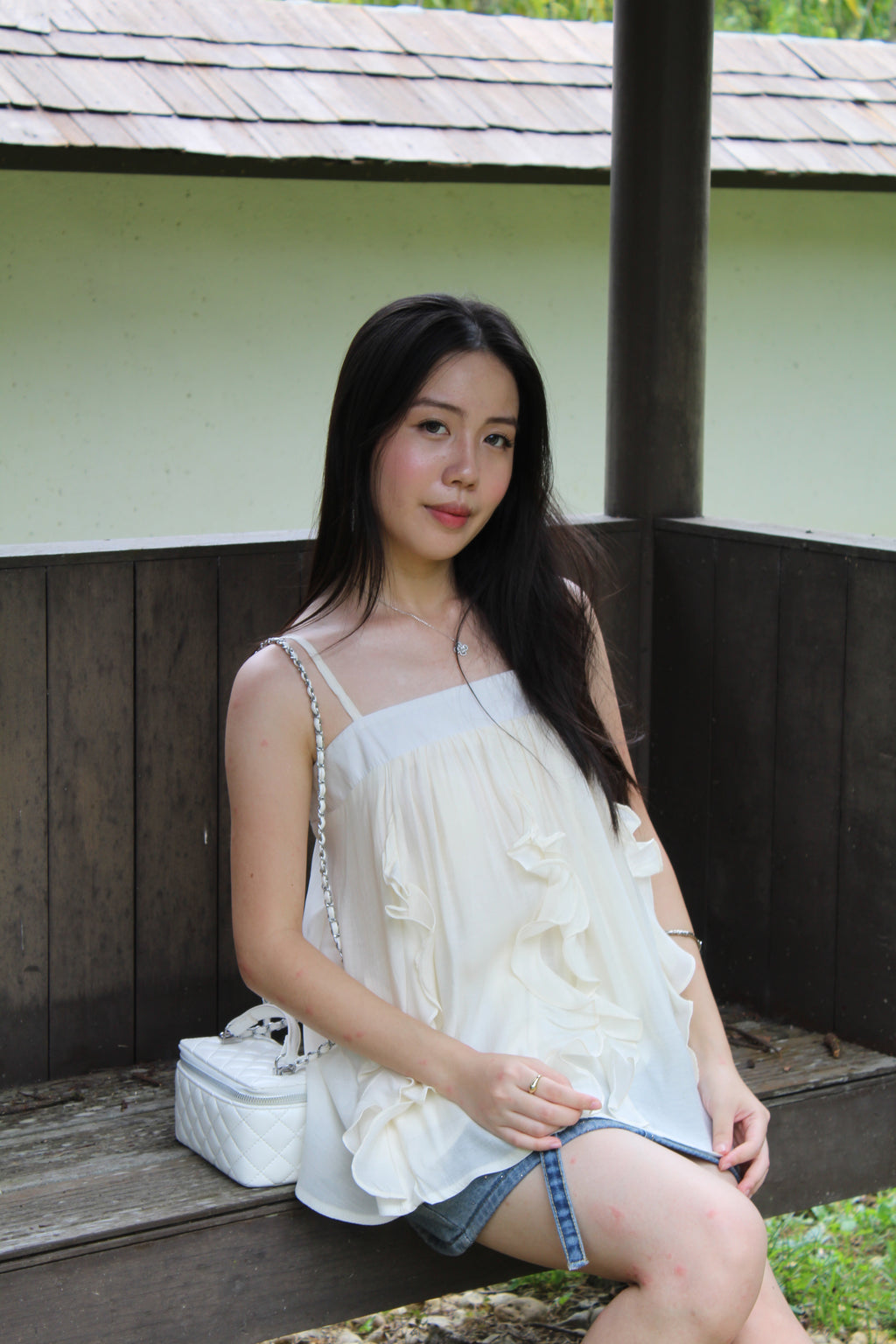 Ellie Ruffle Cami Top (Khaki)