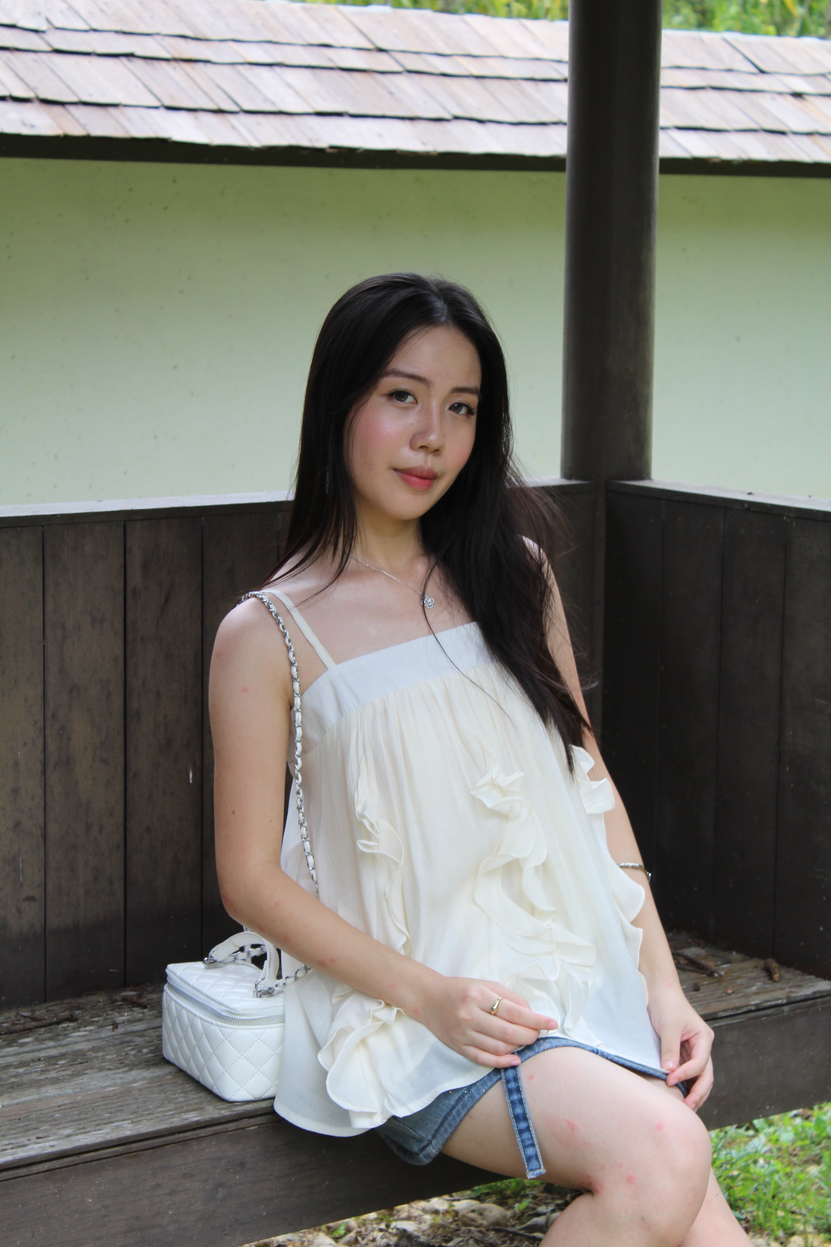 Ellie Ruffle Cami Top (Khaki)