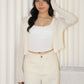 Elena Sheer Crop Cardigan (Cream)