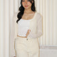 Elena Sheer Crop Cardigan (Cream)