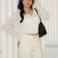 Elena Sheer Crop Cardigan (Cream)