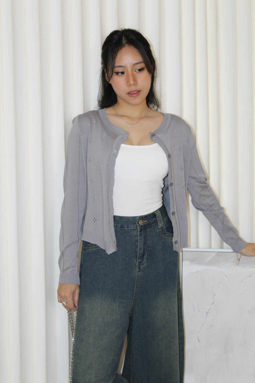 Jadira Knit Cardigan Top (Grey)