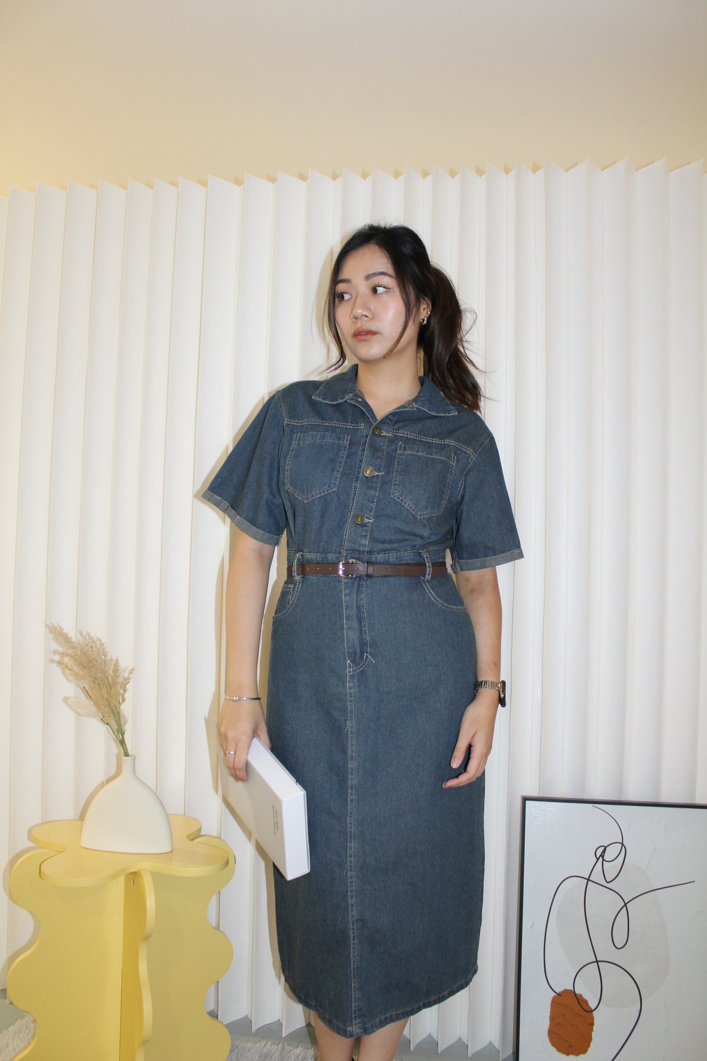 Aldea Denim Midi Dress (Blue)