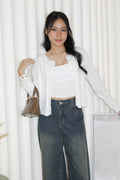 Jadira Knit Cardigan Top (White)