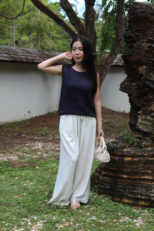 Paloma Knit Sleeveless Top (Navy)