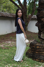 Rachel Rubber Loose Long Pants (White)