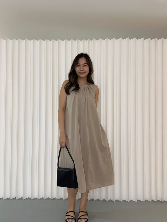 Zyla Flare Midi Dress (Khaki)