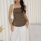 Zeemyn Ruched Tube Top (Brown)