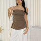 Zeemyn Ruched Tube Top (Brown)