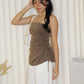Zeemyn Ruched Tube Top (Brown)