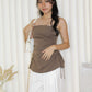 Zeemyn Ruched Tube Top (Brown)