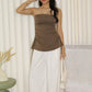 Zeemyn Ruched Tube Top (Brown)