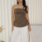 Zeemyn Ruched Tube Top (Brown)