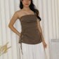 Zeemyn Ruched Tube Top (Brown)